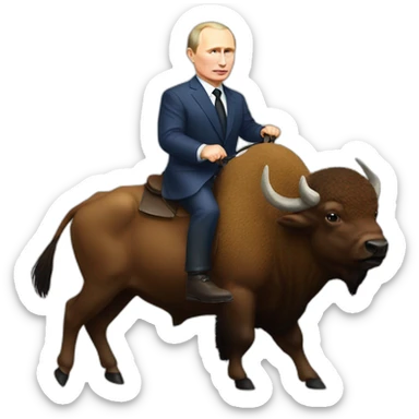Putin ridding a bison sticker