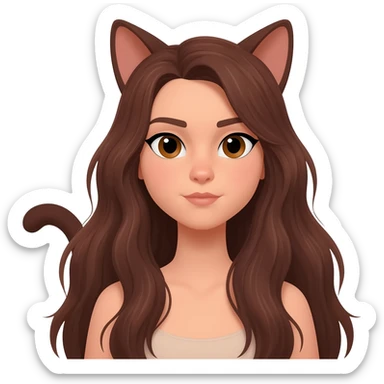 Cat woman with long hair and brown eyes sticker
