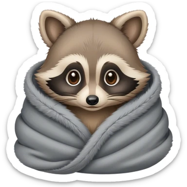 Baby raccoon cozy in a blanket  sticker