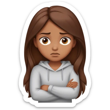 Annoyed brown girl with long brown hair crossing her arms sticker