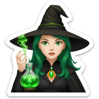 Nicole Kidman making green glowing potion in witch costume sticker