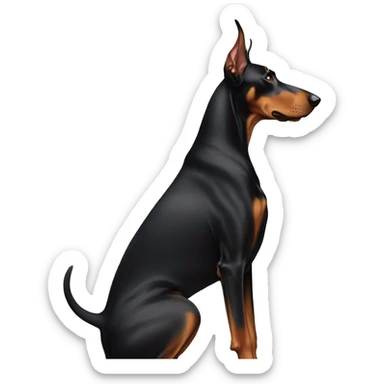 Doberman dog standing side profile sticker