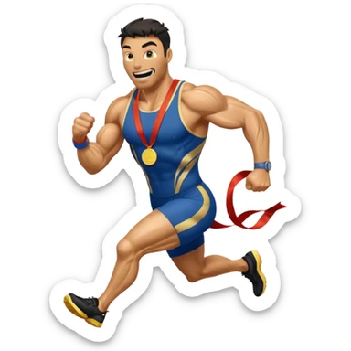 venom picking running a marathon with gold medal sticker