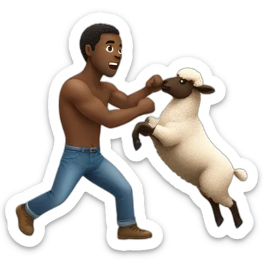 a black guy punching a sheep sticker