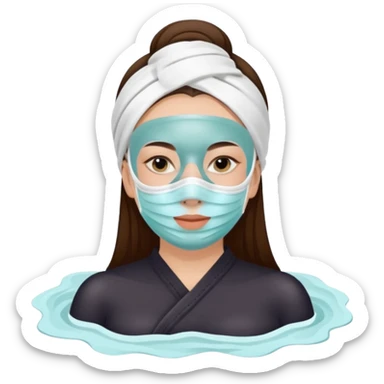 Lady with face mask spa beauty full face relaxing sticker