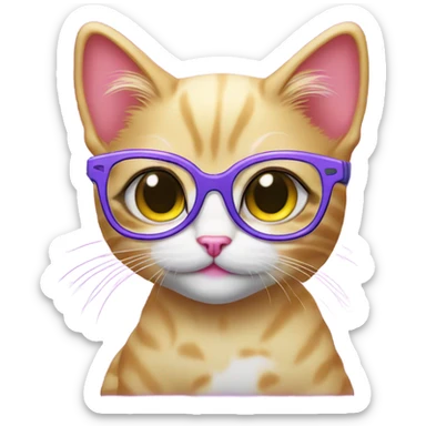 Lisa frank kitten with glasses sticker