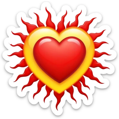 Epic Red Heart surrounded by a dreary sun, give it an anime-like aesthetic sticker