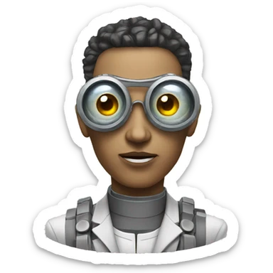 Psychotherapist cyborg with artificial eye sticker