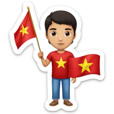 cool guy holding Vietnam flag sticker