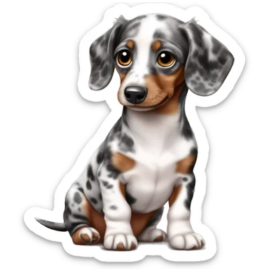 Brauner mini dachshund Welpe merle  sticker
