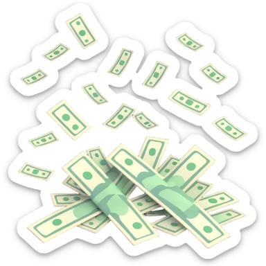 dollar bills raining from cloudy sky sticker