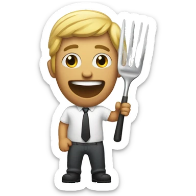 Me holding a pitch fork sticker