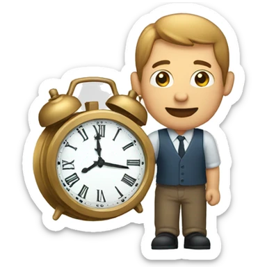 man with a clock in hand sticker