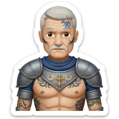 elderly tattooed knight, tattooed shoulder sticker