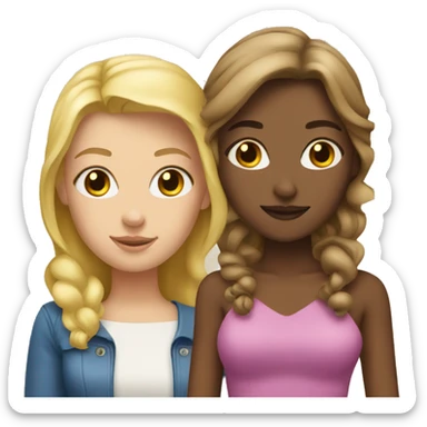 Blonde woman and brown haired woman besties  sticker
