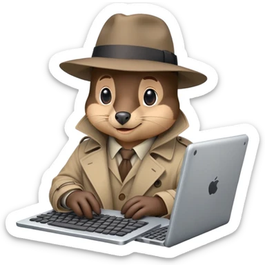 mole dressed like a spy using computer chat sticker