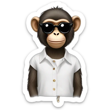 monkey with glasses and Balenciaga clothing sticker