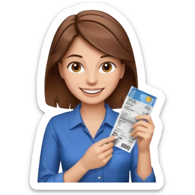 lady brown hair happy cashback sticker