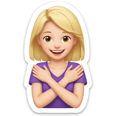 Arms crossed holding neck ￼laughing girl sticker