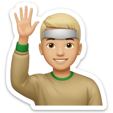 joven trigueno corte de pelo reguetoon sonrisa bonita saludando mano arriba sticker