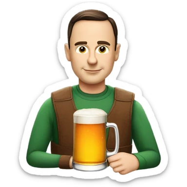 Sheldon cooper having a beer sticker