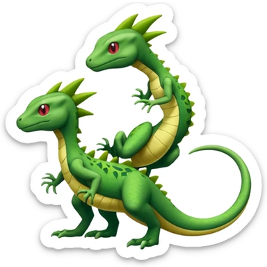 Mewtwo-lizard-Sceptile-Serperior-Salandit-Treecko-Kecleon-Fakémon-Pokémon-hybrid-creature (full body)  sticker