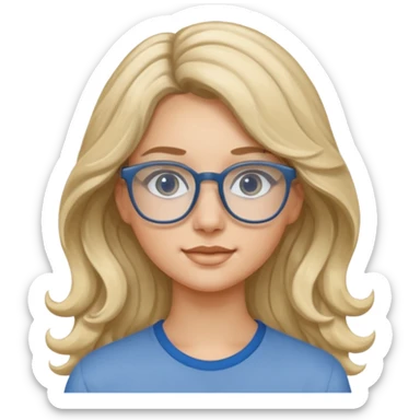Fille 20ans qui a des cheveux long et blond et wavy avec des lunettes et des yeux bleu- gris sticker