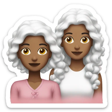 Two white sisters pink Christmas  sticker