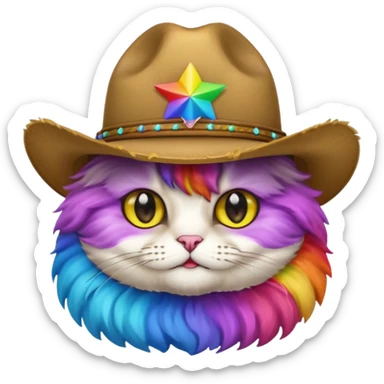 Rainbow cat with cowboy hat sticker