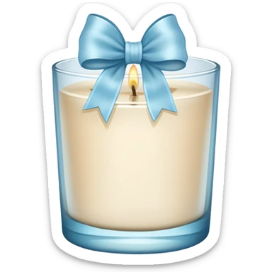 light beige scented candle in glass with a light blue bow





 sticker