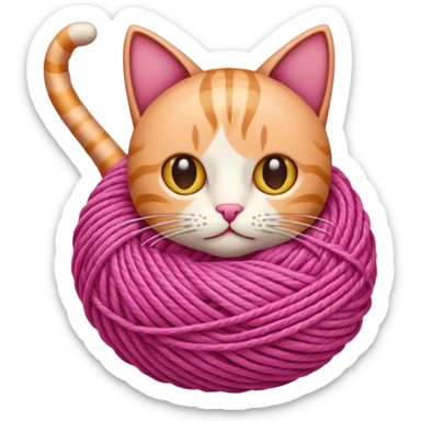 ball of yarn, pink, cat sticker