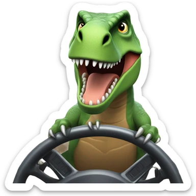 Dinosaur drives car sticker