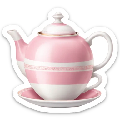 vintage elegant pink and white teapot and teacup sticker
