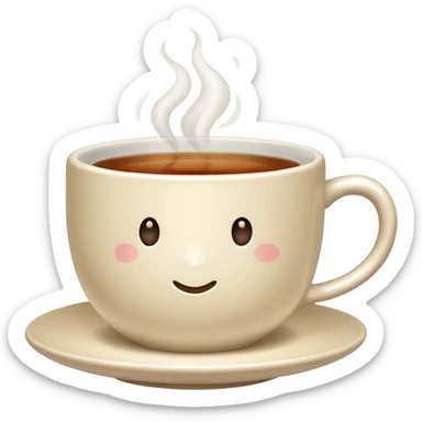 a white tea cup with hot tea inside sticker