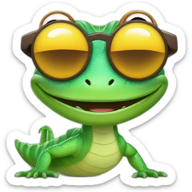 planet Venus with a cartoon smiling lizard face with sunglasses sticker