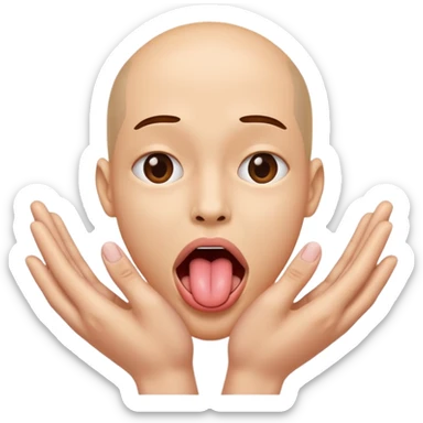 tongue sticking out and hands pushing away from eachother sticker