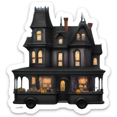 Morticia Addam’s haunted Queen Anne dream house on food truck  sticker