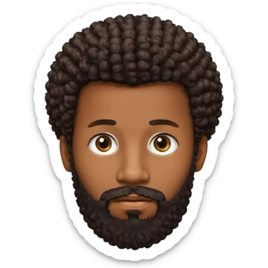 Dark brown skin man with beard and a tiny curly  Afro fade with dark dark brown eyes  sticker
