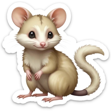 White soft natural realistic romantic vintage antique divine beautiful elegant pretty precious cute young youthful  Fakémon-Pokémon-alien-opossum-feline-rodent-hybrid-creature (full body) sticker