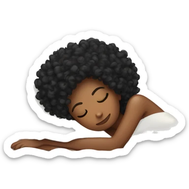 black curly hair women sleeping in bed  sticker