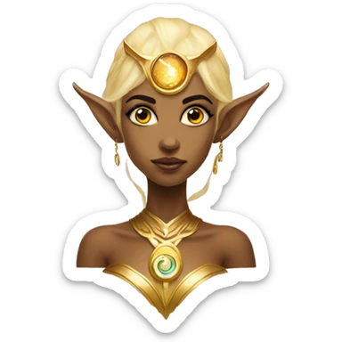Golden Elf goddess with cyborg eye sticker