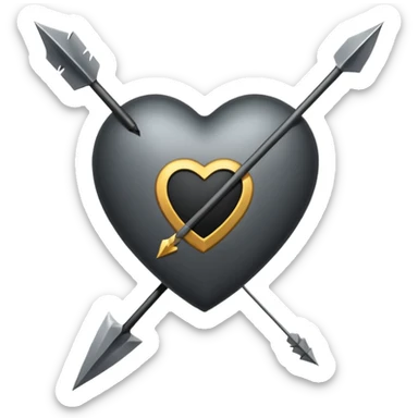 Black heart with cross arrow. Don't use red colour . Use normal Arrow which goes from one side and come out of other  sticker