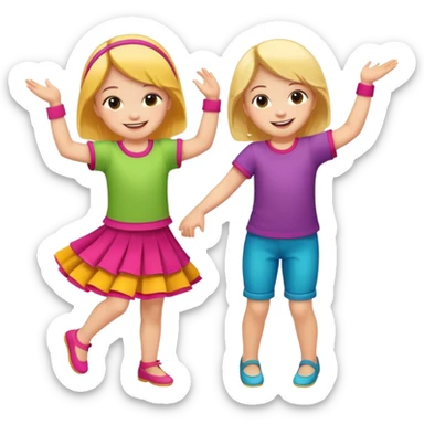 Two little children dancing. sticker