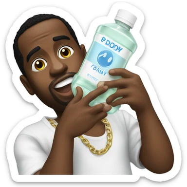 P diddy holding up baby oil sticker