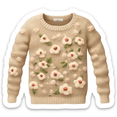 Knit floral beige sweater glittery   sticker