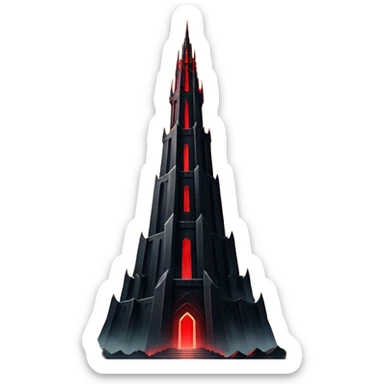 Barad Dúr from Lord of the Rings, Dark, giant Tower, with red beams shooting from the top into the sky sticker