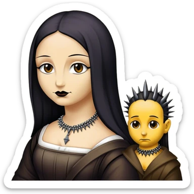 Goth mona lisa with spike choker  sticker