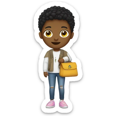 teen wearing a cross body bag and slippers sticker