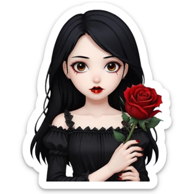 Bloody black rose anime gothic emo  beautiful gorgeous cool edgy cute lady sticker
