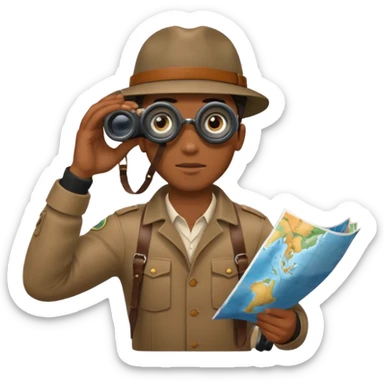 Black man binoculars with leather strap on map sticker